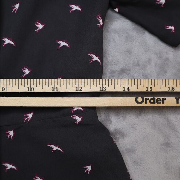 Banana Republic Fit Flare Dress Womens Petite 0P Black Swallow Bird Casual - Picture 9 of 12